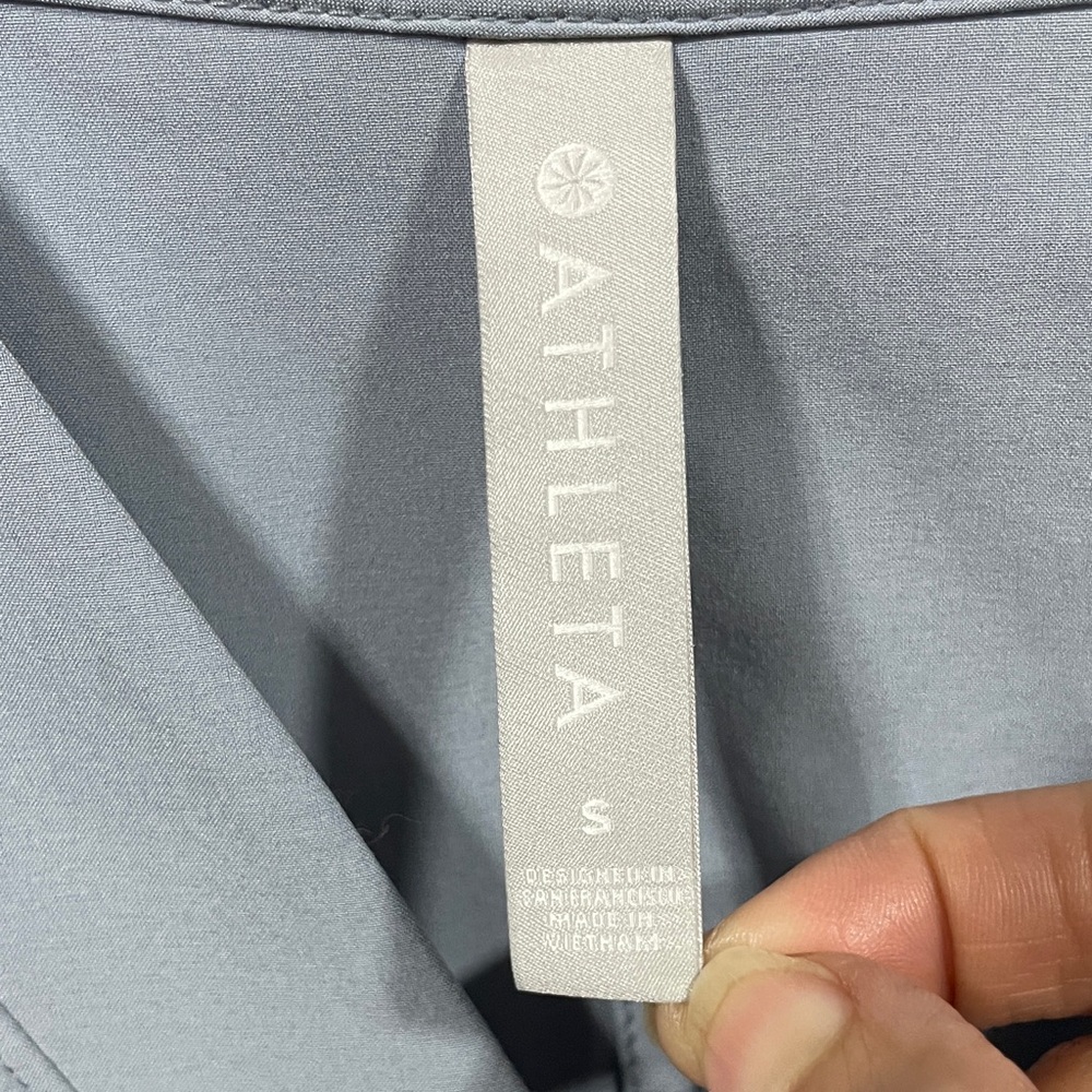 Athleta Light Blue V-Neck Romper with Drawstring - Picture 2 of 4